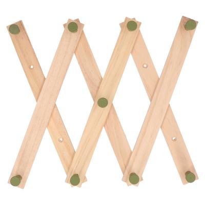 Home & Styling Kinderkamer kapstok - verstelbaar - 9 groene haakjes - hout - 60 x 12 cm