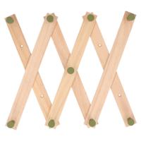 Home & Styling Kinderkamer kapstok - verstelbaar - 9 groene haakjes - hout - 60 x 12 cm