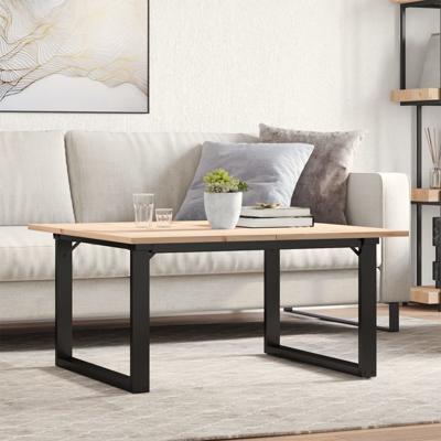 Salontafel O-frame 80x80x45 cm massief grenenhout en staal
