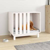 Hondenhok 70x50x62 cm massief grenenhout wit