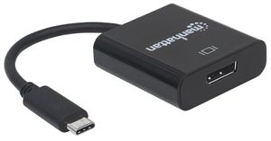 Manhattan 152020 DisplayPort / USB Adapter [1x USB 3.2 Gen 2 stekker C (USB 3.1) - 1x DisplayPort bus] Zwart Kleurcodering, Flexibel, Folie afscherming, UL