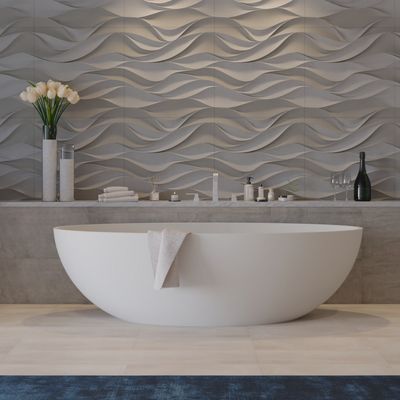 Ligbad Vrijstaand Ideavit Solidellipse 180x88x55 cm Solid Surface Mat Wit