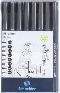 Schneider fineliner Pictus, etui van 8 stuks, zwart