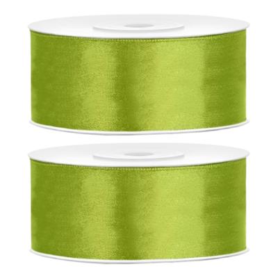 Partydeco Cadeaulint - 2x - groen - 2,5 cm x 25 meter - satijn - sierlint - inpakken - decoratie