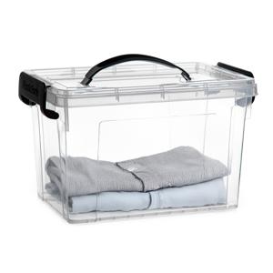 Opslagbox met deksel - transparant grijs - 6 liter - 25 x 19 x 17 cm - kunststof