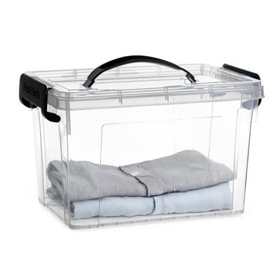 Opslagbox met deksel - transparant grijs - 6 liter - 25 x 19 x 17 cm - kunststof