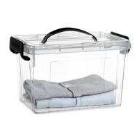 Opslagbox met deksel - transparant grijs - 6 liter - 25 x 19 x 17 cm - kunststof
