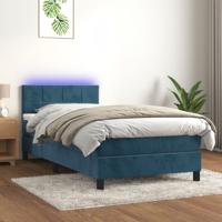 Boxspring met matras en LED fluweel donkerblauw 100x200 cm