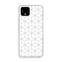Zwart-witte kubussen: Pixel 4 Transparant Hoesje