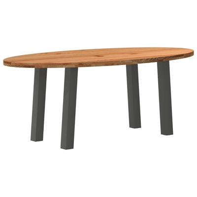 Eettafel 200x100x74 cm ovaal massief eikenhout lichtbruin