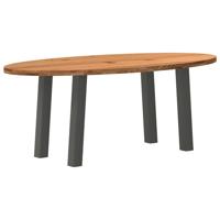 Eettafel 200x100x74 cm ovaal massief eikenhout lichtbruin
