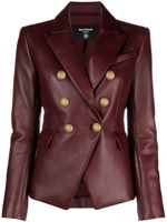 Balmain blazer en cuir à boutonnière croisée - Rouge