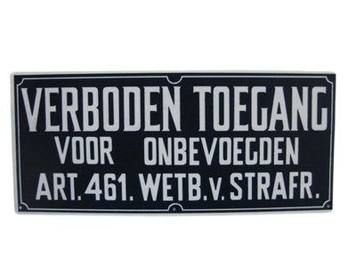 BORD PLAST.VERB.TOEGANG ONBEV.