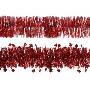 Decoris folie kerstslingers 4x stuks - rood - kunststof - 270 cm - Kerstslingers