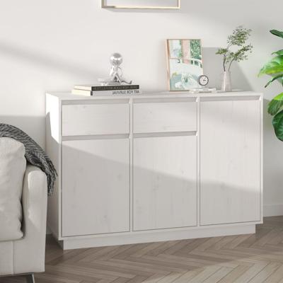 Dressoir 110x34x75 cm massief grenenhout wit