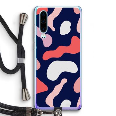 Memphis Shapes Pink: Huawei P30 Transparant Hoesje met koord