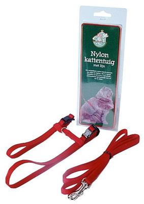 Nylon kattentuig met lijn rood - Gebr de boon