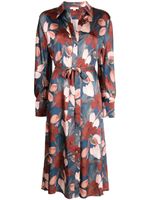 Vince floral-print tied-waist shirtdress - Bleu