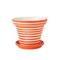 J-Line Flowerpot+Plate Granada Stripes Handmade+Painted Ceramic Nar