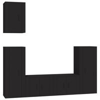 The Living Store TV-meubelset - Klassiek ontwerp - Bewerkt hout - Wandgemonteerd - Voldoende opbergruimte - Zwart -