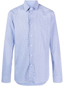 Canali pinstripe-pattern curved-hem shirt - Bleu