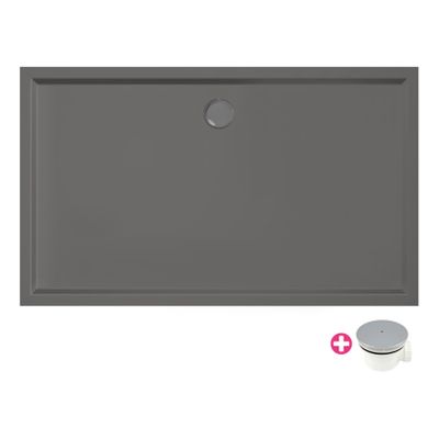 Douchevloer Xenz Mariana Plus | 150x90 cm | Incl.Afvoersifon-Chroom | Acryl | Rechthoekig | Antraciet