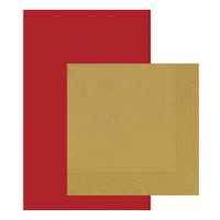 Papieren tafelkleed/tafellaken rood inclusief gouden servetten - thumbnail