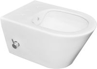 Saqu Wash 3.0 randloos hangtoilet met warm/koud water bidetkraan 35,5x53cm Mat wit - thumbnail