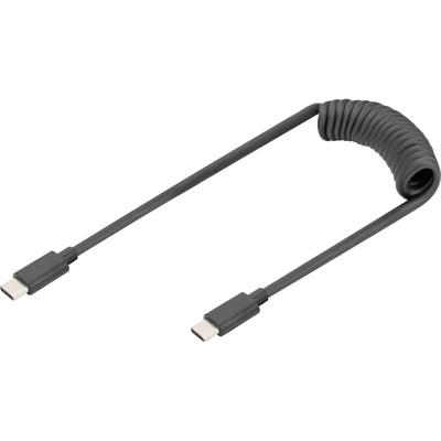 Digitus AK-300431-006-S USB-C Adapter [1x USB-C - 1x USB-C] Zwart Spiraalkabel 1 m