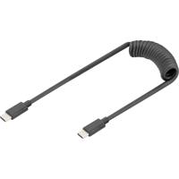 Digitus AK-300431-006-S USB-C Adapter [1x USB-C - 1x USB-C] Zwart Spiraalkabel 1 m