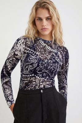 Arty T-shirt met lange mouwen - BLUE - XL