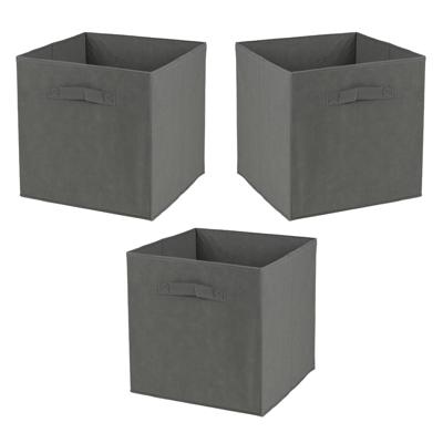 Opbergmand/kastmand Square Box - 3x - karton/kunststof - 29 liter - antraciet - 31 x 31 cm