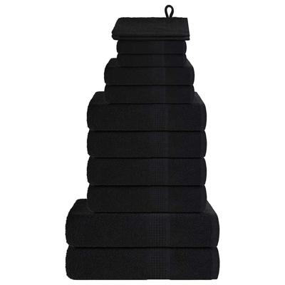 VidaXL 12-delige handdoekenset 360 g/m² 100% katoen zwart