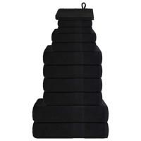 VidaXL 12-delige handdoekenset 360 g/m² 100% katoen zwart