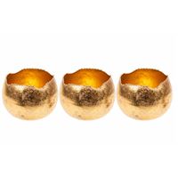 Set van 3x stuks theelichthouders/waxinelichthouders goud metaal 10 cm - thumbnail