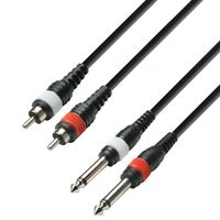 Adam Hall 3 Star TPC 0100 verloopkabel 2x jack mono naar 2x RCA 1m