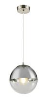 Hanglamp glazen bol &apos;Varus&apos; - nickel mat - glas transparant