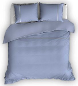 Flanellen Romanette Dekbedovertrek Duchesse Blauw/Wit-140 x 200/220 cm