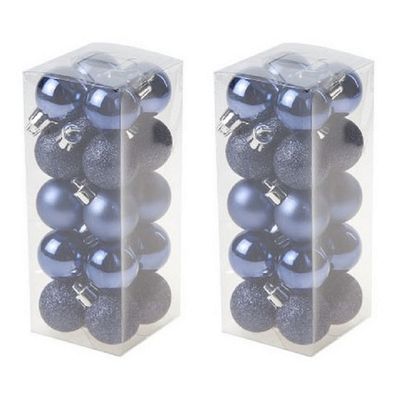 40x Kleine donkerblauwe kerstballen 3 cm kunststof