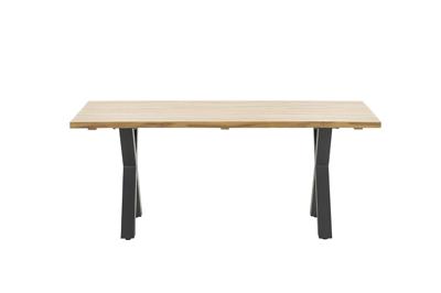Zeus dining tafel 180x100 carbon black/teak look/X-stijl - Garden impressions