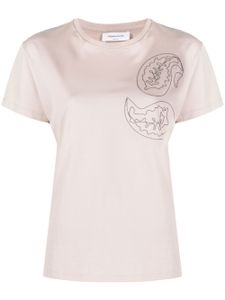 Fabiana Filippi t-shirt en coton à ornements de perles - Rose