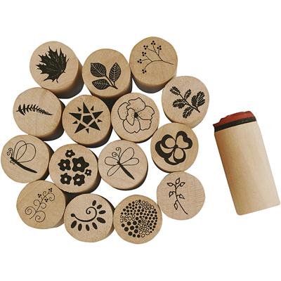 Creativ Company Deco art stempels, bloemen en bladeren, h: 26 mm, d 20 mm, 15 stuk/ 1 doos