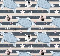 Badkamer behang Schildpadden en strepen nautisch patroon
