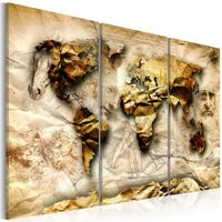 Schilderij - Wereldkaart , Anatomie van de Wereld , 3 luik - thumbnail