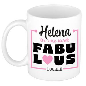 Naam mok Helena - wit - Fabulous - keramiek - 300 ml - cadeau collega beker