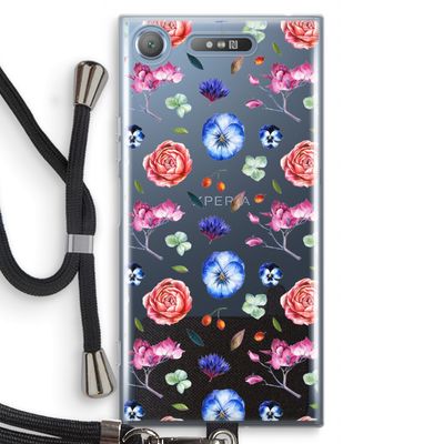 Bloemetjes: Sony Xperia XZ1 Transparant Hoesje met koord
