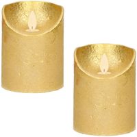 2x LED kaarsen/stompkaarsen goud met dansvlam 10 cm - LED kaarsen