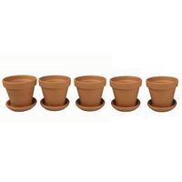 Terracotta bloempotten 28 cm met schotel penta set - thumbnail