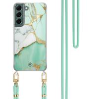 Samsung Galaxy S22 Plus hoesje met mint koord - Marmer mintgroen