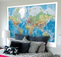 Muursticker wereldkaart map - thumbnail
